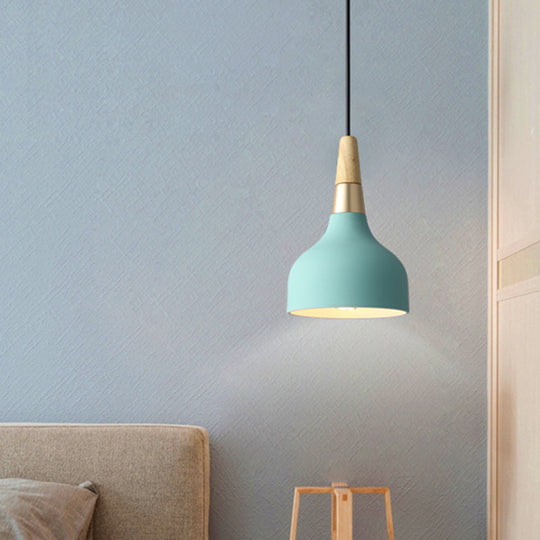 Modern Metal Blue Suspension Light For Dining Room - Domed Shaped Drop Pendant 1