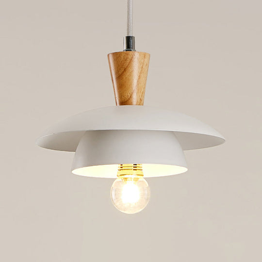 Modern Metal Domed Pendant Light With 1 - White For Dining Room