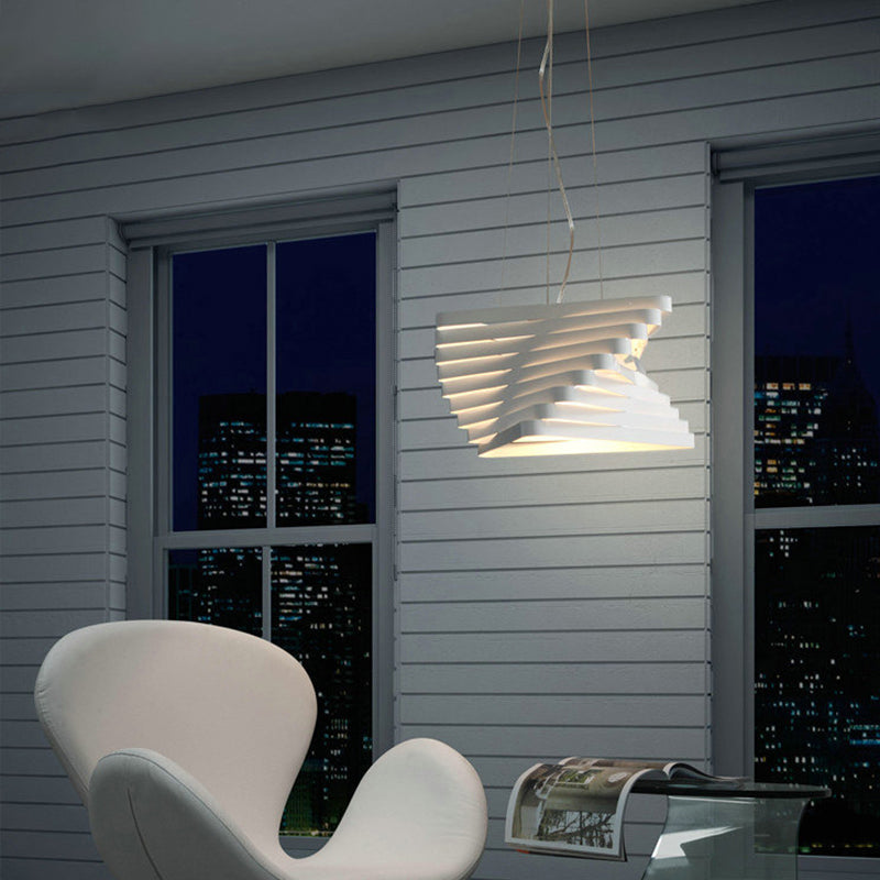 Contemporary Laser Cut Metal Pendant Light In White
