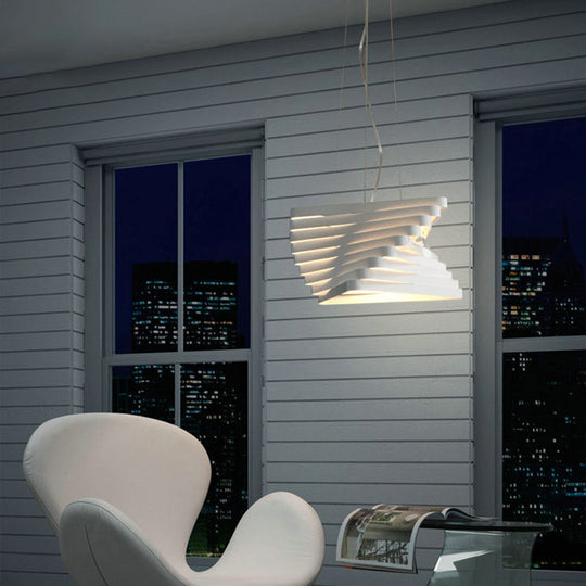 Contemporary Laser Cut Metal Pendant Light In White