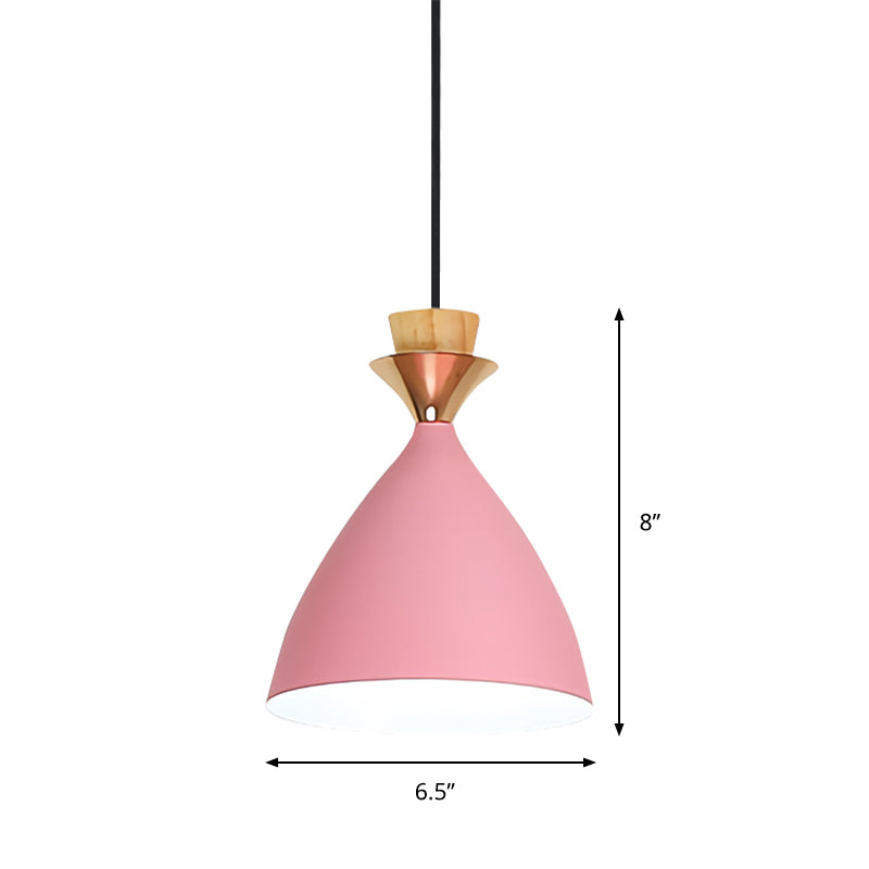 Modern Pink Conical Pendulum 1-Light Metal Hanging Lamp Kit For Living Room