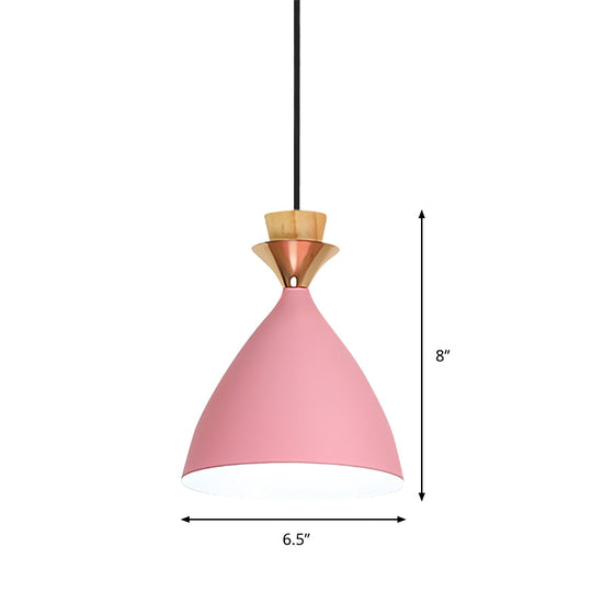Modern Pink Conical Pendulum 1-Light Metal Hanging Lamp Kit For Living Room
