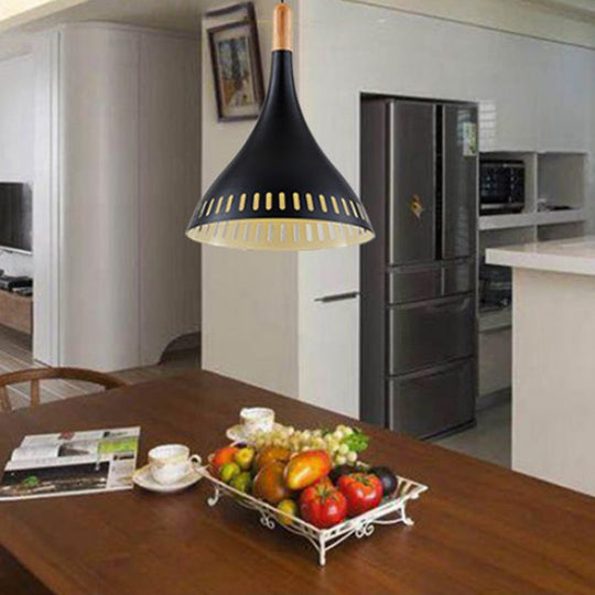 Contemporary Conical Metal Pendant Light - 1 Black 8’/12’ Wide Ideal For Dining Room / 8’