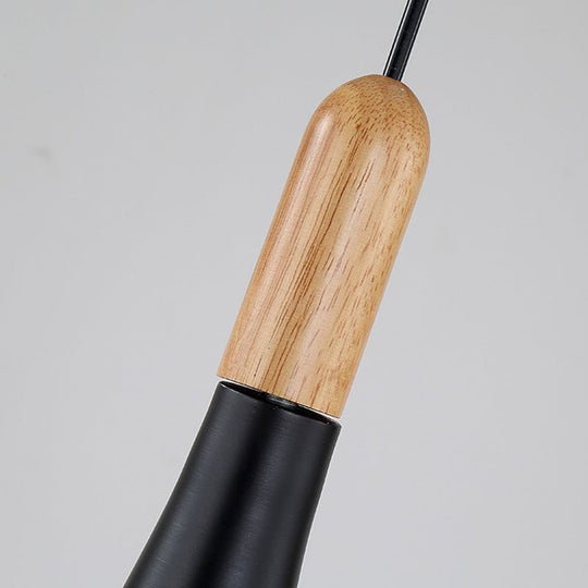 Contemporary Conical Metal Pendant Light - 1 Black 8’/12’ Wide Ideal For Dining Room