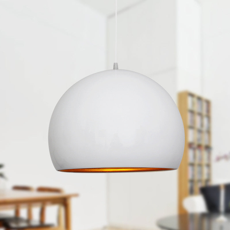Modernist Metal Globe Down Lighting Suspension Lamp - 1 Head Black/White 10/14 Wide White / 10