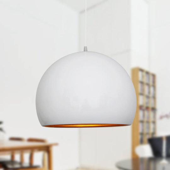 Modernist Metal Globe Down Lighting Suspension Lamp - 1 Head Black/White 10/14 Wide White / 10