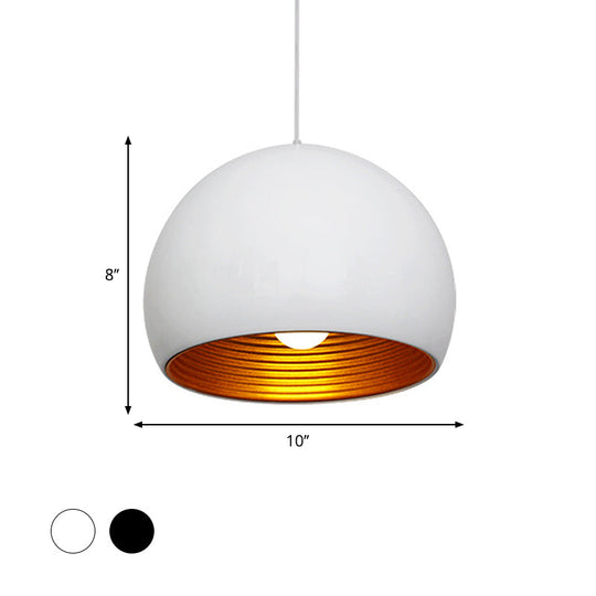 Modernist Metal Globe Down Lighting Suspension Lamp - 1 Head Black/White 10/14 Wide