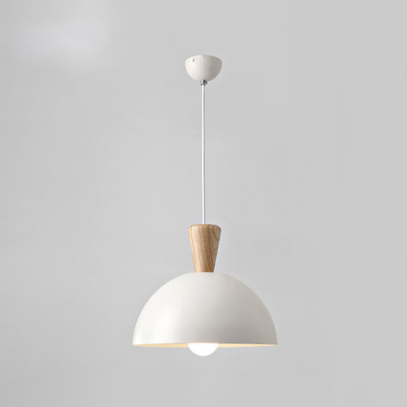 Modern Domed Drop Pendant Ceiling Light In White/Pink Metal 1 - Ideal For Dining Rooms