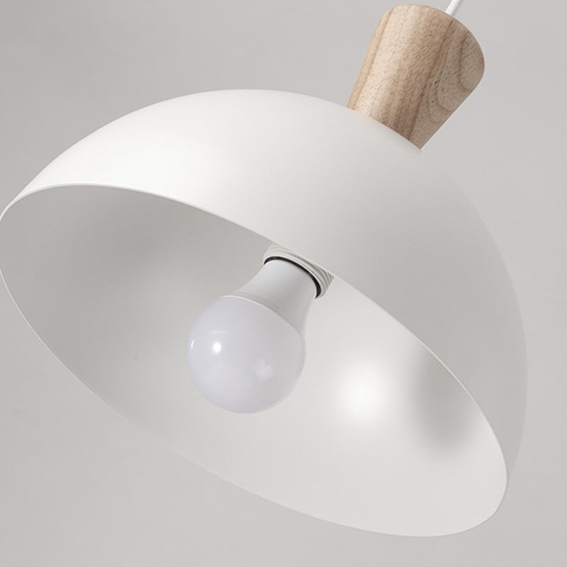 Modern Domed Drop Pendant Ceiling Light In White/Pink Metal 1 - Ideal For Dining Rooms