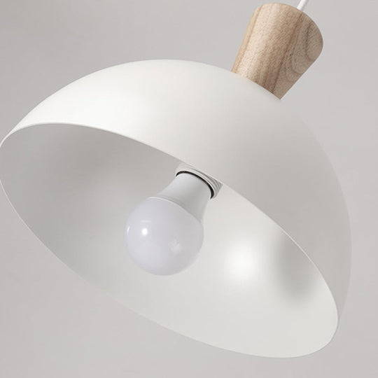 Modern Domed Drop Pendant Ceiling Light In White/Pink Metal 1 - Ideal For Dining Rooms