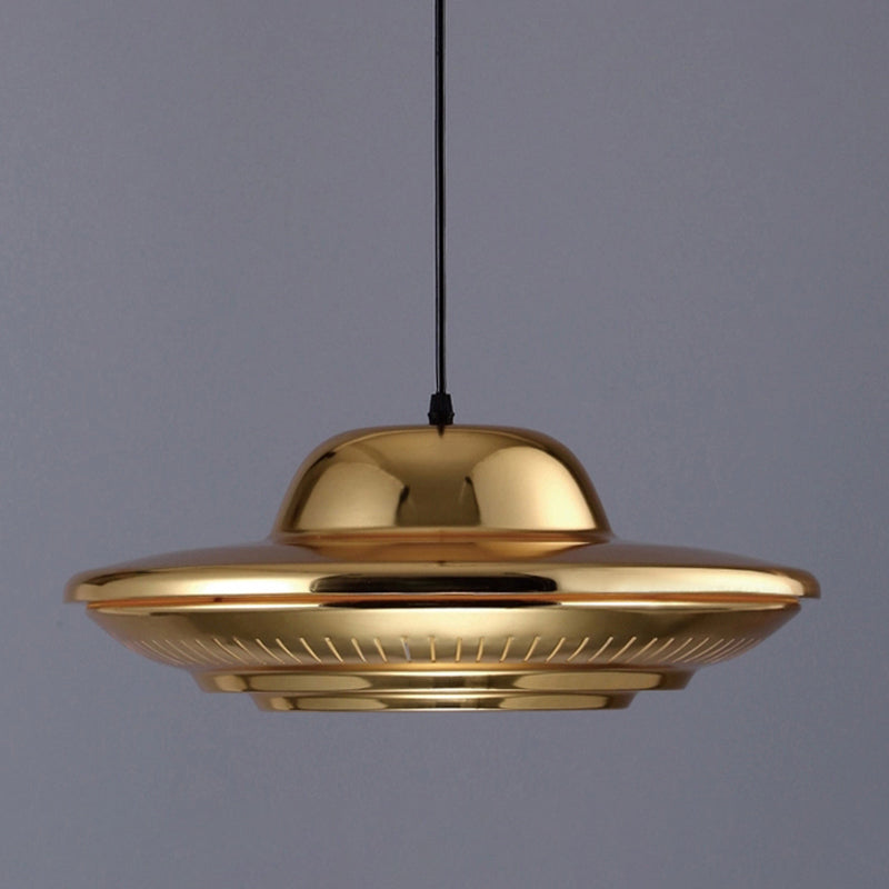 Modern Gold Saucer Pendant Light Fixture - 16’/18’ Wide 1-Light Dining Room Hanging Kit