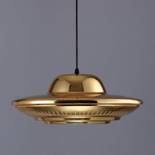 Modern Gold Saucer Pendant Light Fixture - 16’/18’ Wide 1-Light Dining Room Hanging Kit