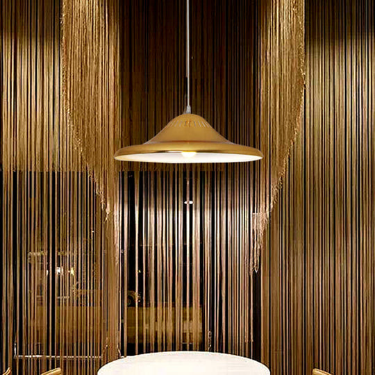 Gold Metal Saucer Pendant Light Modern 1-Light Kit For Dining Room 16/18 Wide / 18