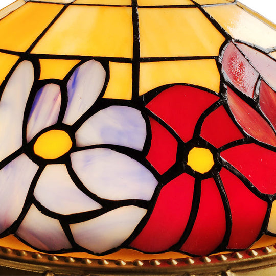 Led Stained Glass Flower Flush Mount Ceiling Light In Brass - Multiple Sizes Available