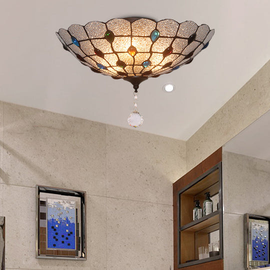 Clear Bubble Glass Flush Mount Tiffany Ceiling Lighting Jeweled 2/3/4 Lights Ideal For Dining Room