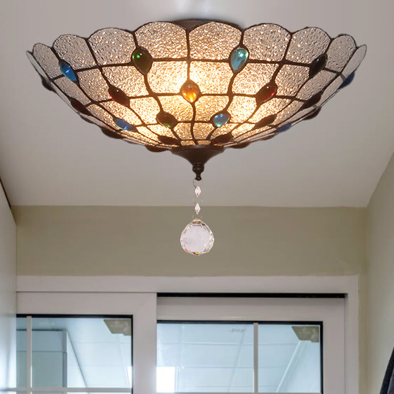 Clear Bubble Glass Flush Mount Tiffany Ceiling Lighting – Jeweled 2/3/4 Lights Ideal For Dining