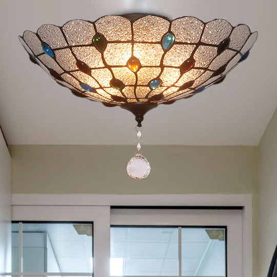 Clear Bubble Glass Flush Mount Tiffany Ceiling Lighting – Jeweled 2/3/4 Lights Ideal For Dining