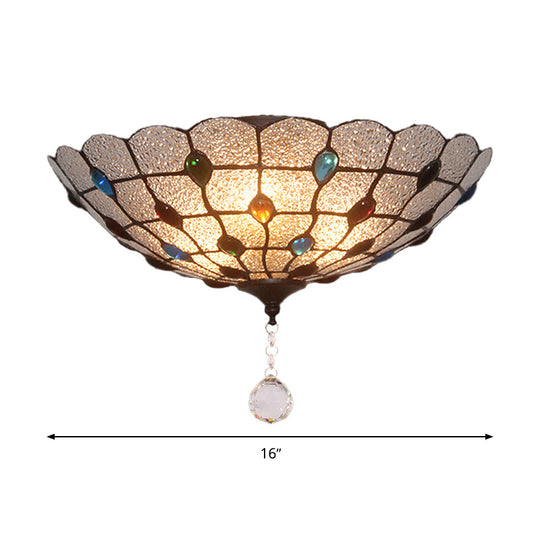 Clear Bubble Glass Flush Mount Tiffany Ceiling Lighting – Jeweled 2/3/4 Lights Ideal For Dining