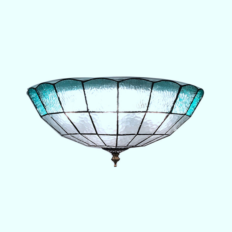 Baroque Blue Glass Ceiling Flush Mount Lighting Fixture - 2/3/4 Lights 12/16/19.5 Wide