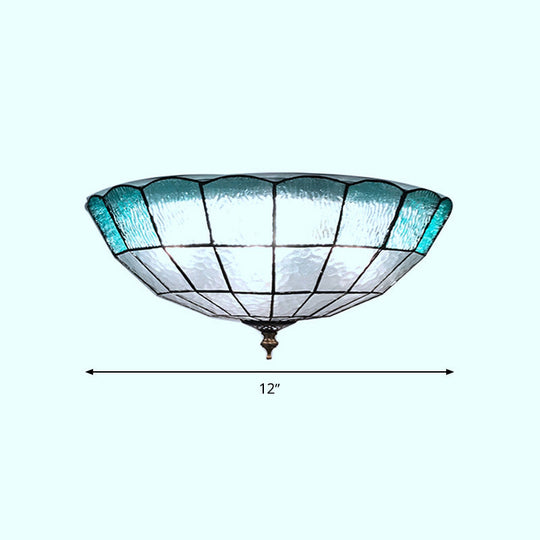 Baroque Blue Glass Ceiling Flush Mount Lighting Fixture - 2/3/4 Lights 12/16/19.5 Wide