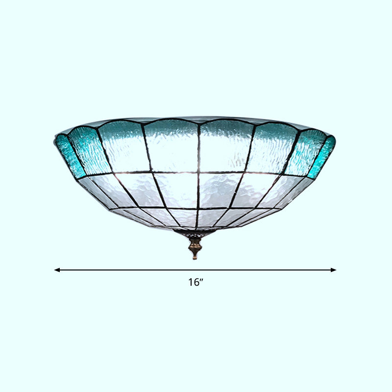 Baroque Blue Glass Ceiling Flush Mount Lighting Fixture - 2/3/4 Lights 12’/16’/19.5’ Wide