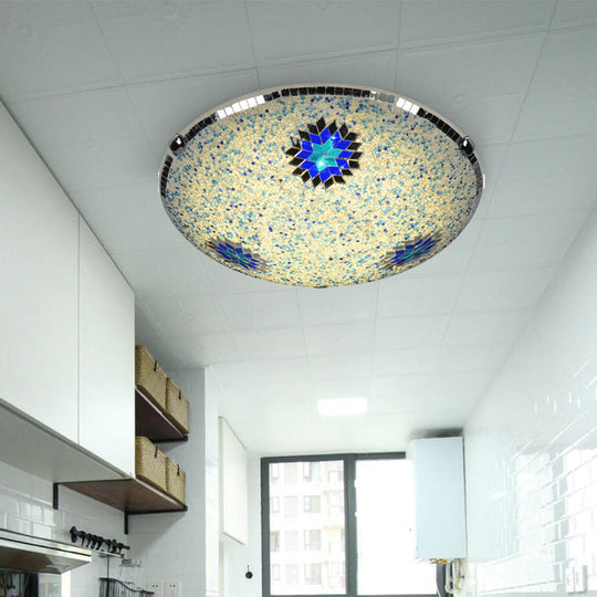 Baroque Stained Glass Flushmount Lighting - Yellow & Blue 2/3/4 Light 12/16/19.5 Wide Yellow-Blue /