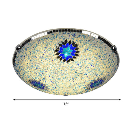 Baroque Stained Glass Flushmount Lighting - Yellow & Blue 2/3/4 Light 12’/16’/19.5’ Wide