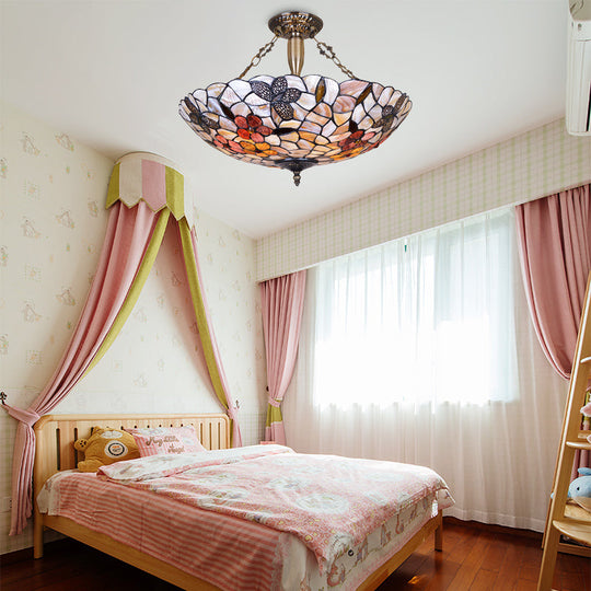 16’/20.5’ Wide Butterfly Shell Ceiling Flush Mount - Mediterranean Design 3/4 Silver Semi Lights