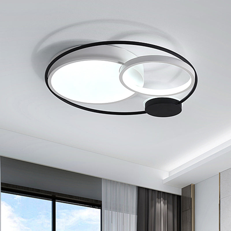 Contemporary Flush Mount Ceiling Light In Black And White - Acrylic Round Led Fixture