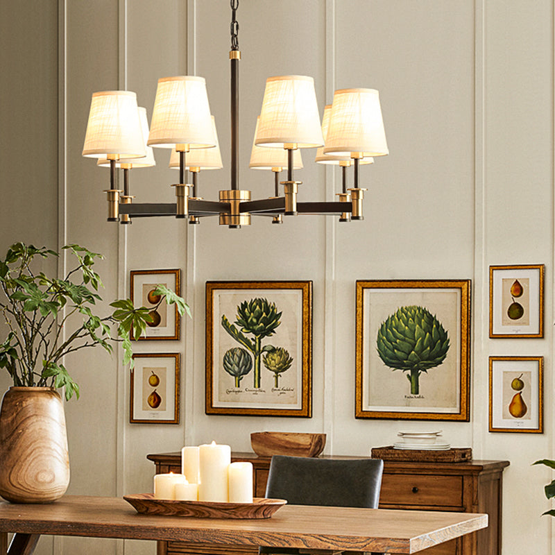 Contemporary 6/8-Light Fabric Barrel Pendant Chandelier - White Hanging Light For Living Room