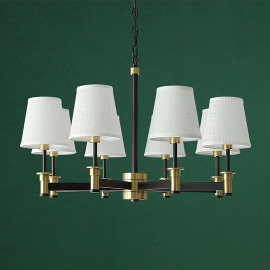 Contemporary 6/8-Light Fabric Barrel Pendant Chandelier - White Hanging Light For Living Room