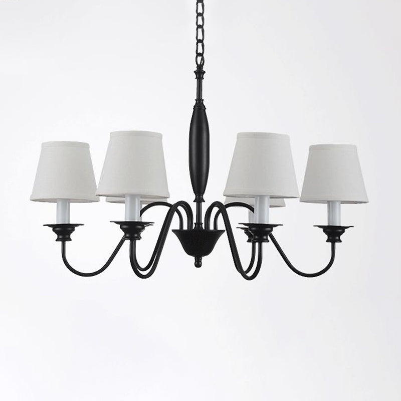 Modern White Chandelier With 6-Light Fabric Suspension - Perfect For Dining Room
