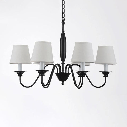 Modern White Chandelier With 6-Light Fabric Suspension - Perfect For Dining Room