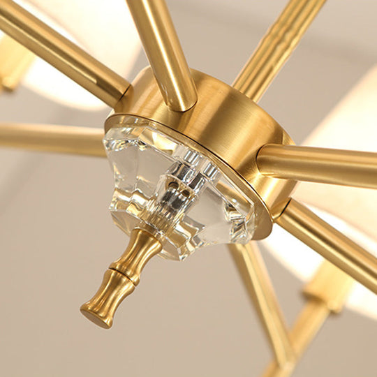 Modern Brass Fabric 6-Light Chandelier Pendant Kit For Living Room