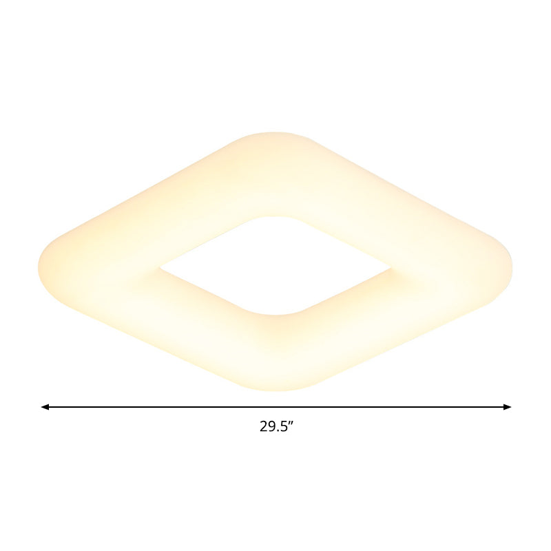 Modern White Led Ceiling Lamp For Bedroom - Acrylic Square Flush Mount Available In 3 Sizes
