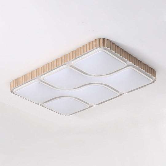Contemporary Gold Rectangular Led Flushmount Ceiling Light For Living Room - White/Warm
