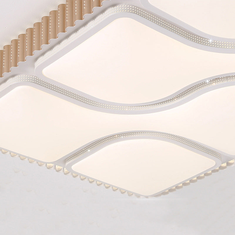 Contemporary Gold Rectangular Led Flushmount Ceiling Light For Living Room - White/Warm