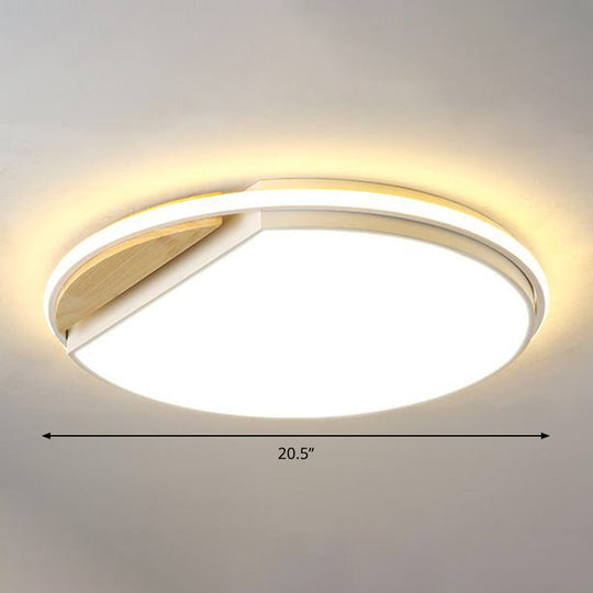 Circular Flush Mount Led Ceiling Light Fixture - Modern Acrylic Design 16.5’ Wide White/3 Color
