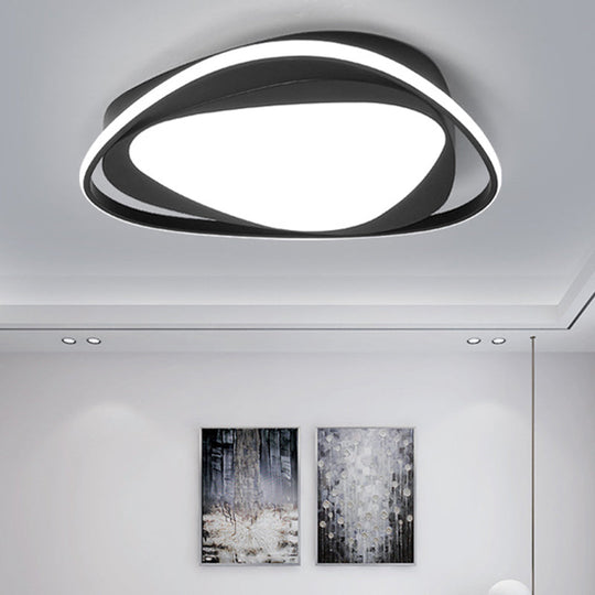 Modern Triangle Metal Ceiling Light Fixture - Black 16.5/20.5 Wide Led Flush Mount / 16.5