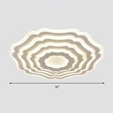 Contemporary Ripple Flush Mount Led Ceiling Light In White - Minimalistic Bedroom Lighting