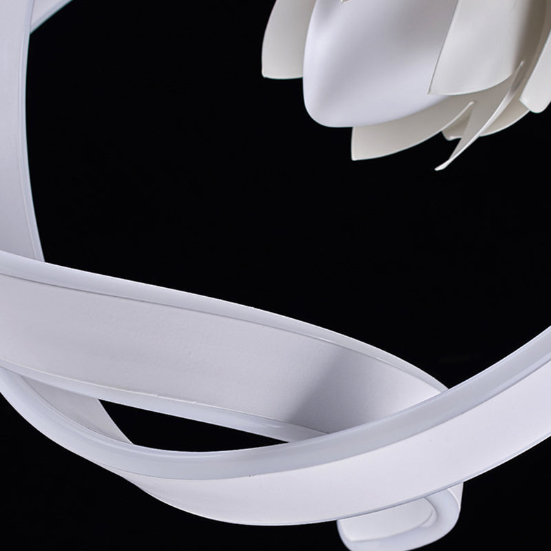 Lotus Hanging Pendant Led Chandelier: Modern Style For Dining Room Décor In White