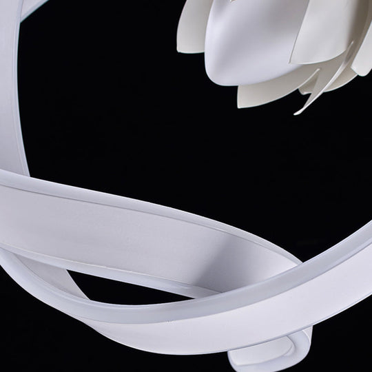 Lotus Hanging Pendant Led Chandelier: Modern Style For Dining Room Décor In White