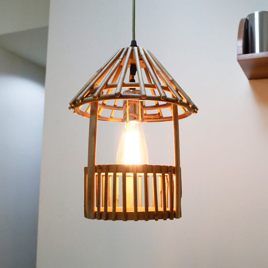 Bamboo Pavilion Pendant Light Kit For Dining Room