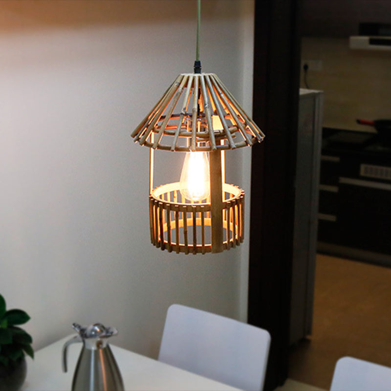 Bamboo Pavilion Pendant Light Kit For Dining Room