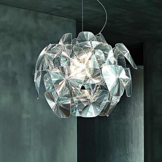 Modern Clear Glass Round Pendant Light - 1 Head Wide Ceiling Hanging 22’/25.5’ Size
