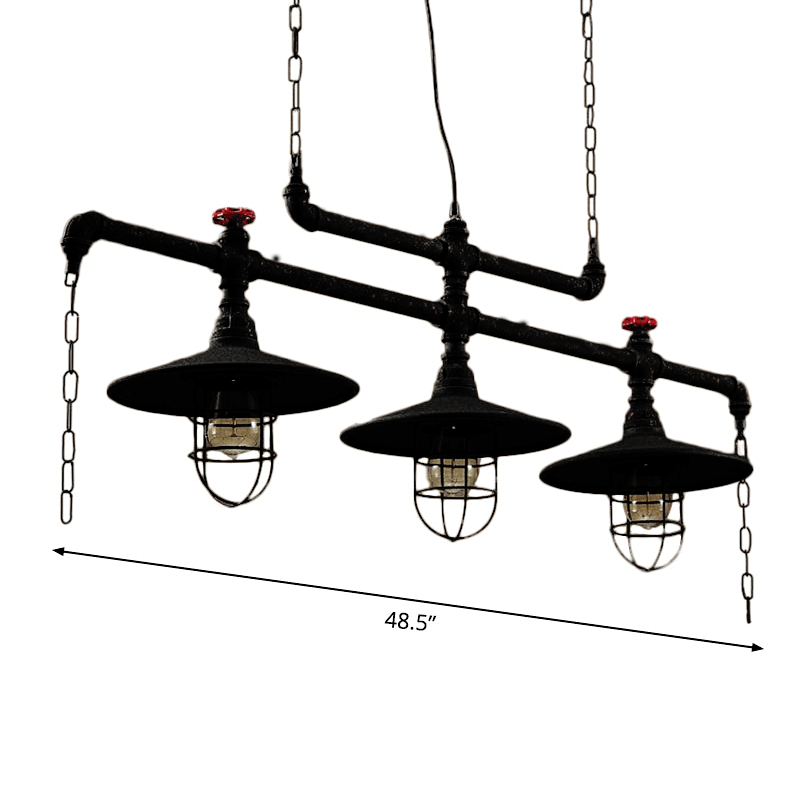 Steampunk Black Iron Hanging Light Fixture With Cage And Chain Deco Pendant Lighting