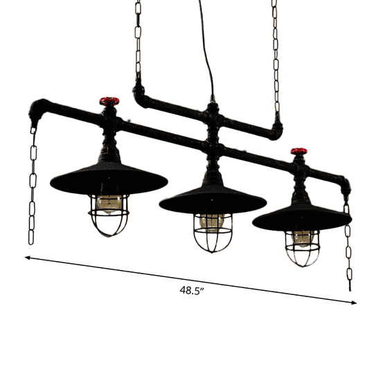 Steampunk Black Iron Hanging Light Fixture With Cage And Chain Deco Pendant Lighting
