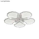 3/5/9 - Light Led Flush Ceiling Light With Ginkgo Leaf Acrylic Shade - White Lighting Fixture In