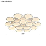 3/5/9 - Light Led Flush Ceiling Light With Ginkgo Leaf Acrylic Shade - White Lighting Fixture In