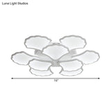 3/5/9 - Light Led Flush Ceiling Light With Ginkgo Leaf Acrylic Shade - White Lighting Fixture In